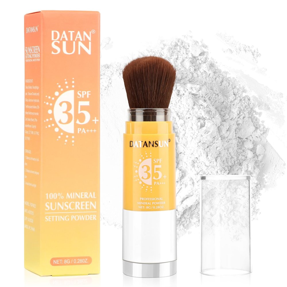 2 IN 1 Powder Sunscreen For FaceSPF 35Oil ControlLightweightMatte Finish Mineral Sunscreen Setting Powder For All Skin01-White
