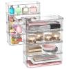 8-Pack Clear Stackable Storage Drawers with 16 Non-Slip Silicone Feet, Multi-Purpose Cosmetic & Home Organizers for Vanity, Office, Bathroom, Pantry, Easy-Pull Transparent Acrylic Storage Bins view 1