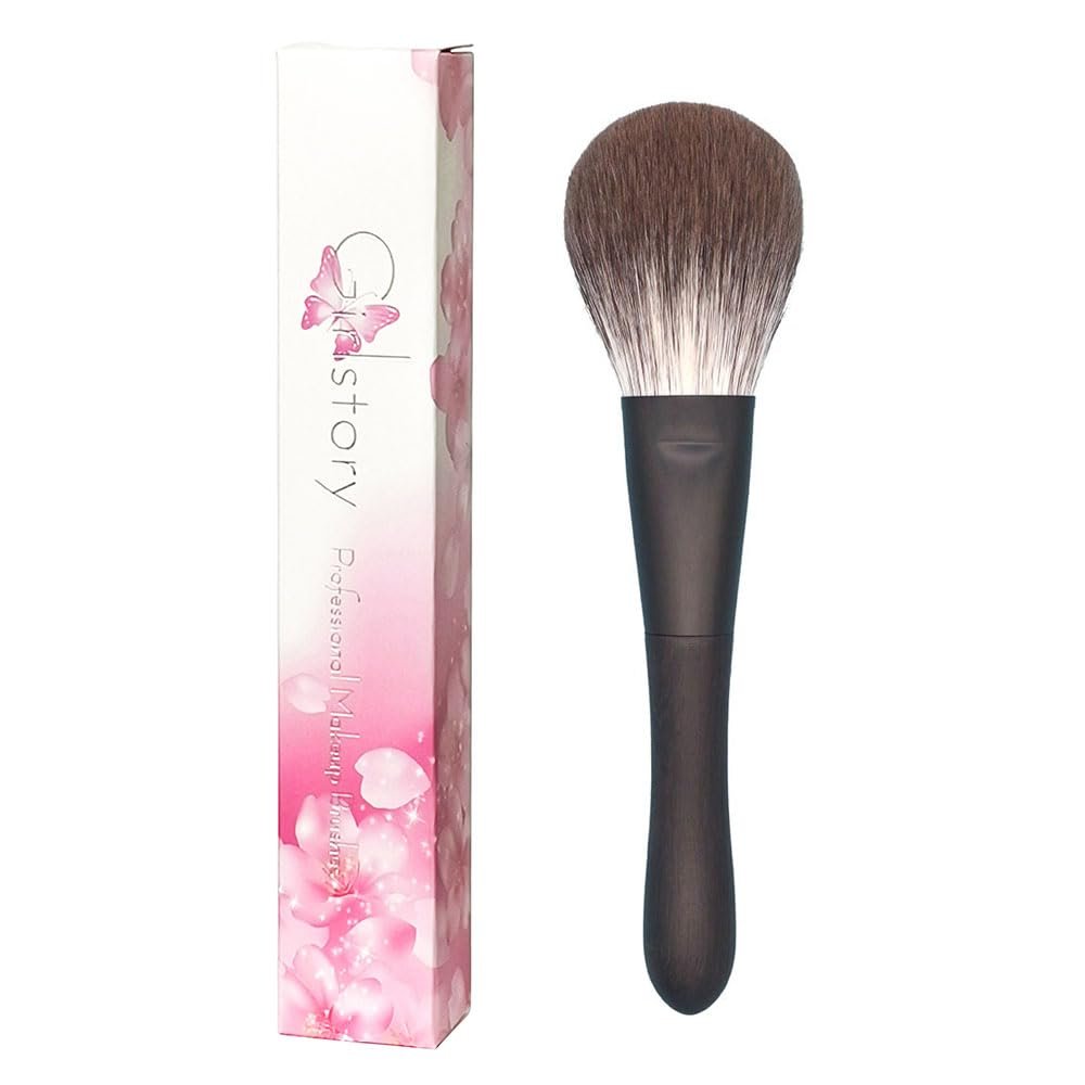 A01 Large Flat Round Face Powder Brush Soft Snow Fox Hair Hand Crafted Makeup Brushes Ebony Wood Handle Professional Make Up Brush
