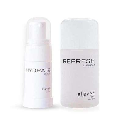 ELEVENSKIN Refresh & Hydrate Skincare Duo  Anti-Oxidant Facial Cleanser with Seaweed & Hydrating Cream Serum  Makeup Remover & Shave Cleanser for Men  Anti-Aging Day & Night Face Serum for All Skin