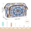 Boho Style Flower Floral Golden Purple Toiletry Bag Portable Women's Coin Purse for Essentials For Women monedero pequeno para mujer view 2