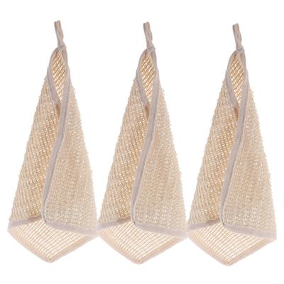 LIFKOME 3pcs Ramie Washcloths Face Body Grey Washcloths Exfoliating Bath Wipes for Home