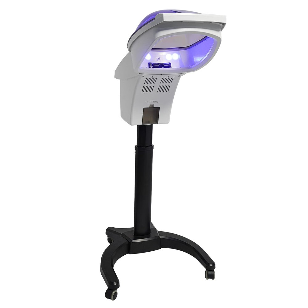 7 Light Standing Hair Steamer, 700W O3 Ozone Micro Mist Hair Hairdressing Color Processor Oil Treatment, Height Adjustable, for Spa and Home. (White)