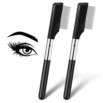 2 Pcs Metal Eyelash Combsand Separator, Eyelash Brush Tool Eyebrow Grooming Eye Brushes with Metal Teeth Curler Eye Makeup Applicator for Women