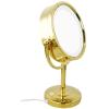 VHFXZFLZ Makeup Mirror with Light and Magnification, 8 Inch Gold Finished Double Sided Standing Vanity Mirrors, 360 Rotation Brass LED Lighted Mirrors,5X(3X) view 3
