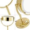 VHFXZFLZ Makeup Mirror with Light and Magnification, 8 Inch Gold Finished Double Sided Standing Vanity Mirrors, 360 Rotation Brass LED Lighted Mirrors,5X(3X) view 4