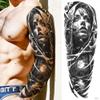 20 Sheets Lion Wolf Full Arm Temporary Tattoos For Women Men Thigh, Chicano Animals Sleeve Tattoos For Adults, Temp Halloween Waterproof Long Lasting Fake Tattoo Stickers Zeus God Skull Ship Flowers view 2
