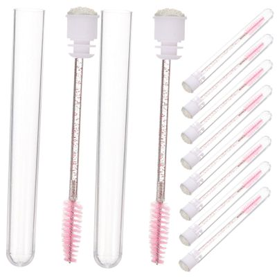 PACKOVE 10Pcs Portable Crystal Lash Brushes with Diamond Handle Disposable Eyelash Applicator and Eyebrow Comb for Makeup for Professional and Personal Use