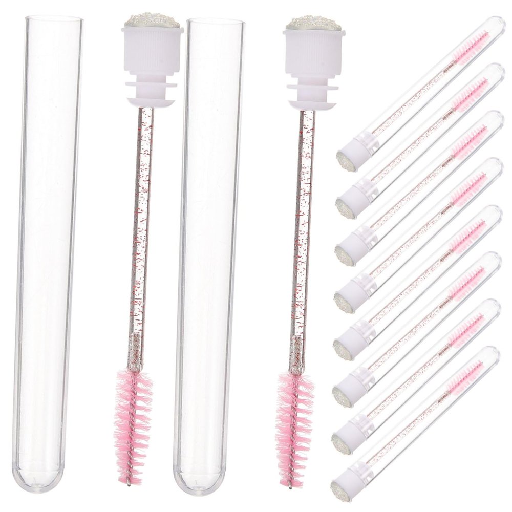 PACKOVE 10Pcs Portable Crystal Lash Brushes with Diamond Handle Disposable Eyelash Applicator and Eyebrow Comb for Makeup for Professional and Personal Use