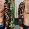 20 Sheets Lion Family Zeus God Full Arm Temporary Tattoos For Men Women Thigh, Warrior Sleeve Tattoos For Adults, Long Lasting Black Temp Bulk Halloween Waterproof Fake Tattoo Sticker Wolf Poseidon view 3