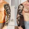 20 Sheets Lion Rose Full Arm Temporary Tattoos For Men Women Thigh, Large Skull Maori Compass Sleeve Tattoos For Adults, Long Lasting Chicano Bulk Temp Black Realistic Halloween Fake Tattoo Sticker view 2