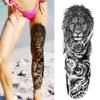 20 Sheets Lion Rose Full Arm Temporary Tattoos For Men Women Thigh, Large Skull Maori Compass Sleeve Tattoos For Adults, Long Lasting Chicano Bulk Temp Black Realistic Halloween Fake Tattoo Sticker view 3