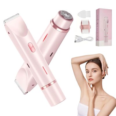 Comfort 2 in 1 Electric Lady Shaver, Velvissa Hair Trimmer, Dual Head Shaver Women, Bikini Trimmer for Women, Electric Razor for Womens Legs, IPX7 Waterproof Wet & Dry Use Body Hair Trimmer (Pink)