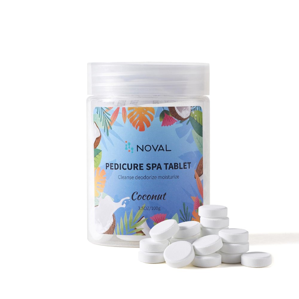 NOVAL Pedicure Spa Tablet - Fast Dissolving, Gentle & Portable Foot Soak for Softening Calluses & Hydrating Skin, Tiny Travel Size, Coconut Scent