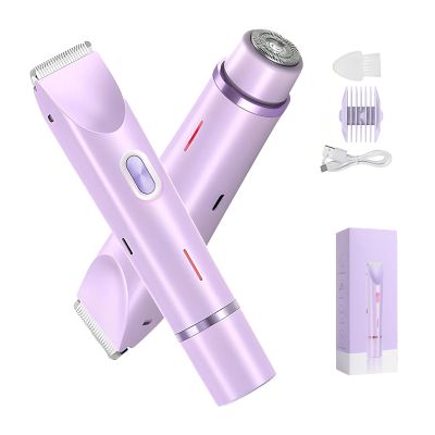 Comfort 2 in 1 Electric Lady Shaver, Velvissa Hair Trimmer, Dual Head Shaver Women, Bikini Trimmer for Women, Electric Razor for Womens Legs, IPX7 Waterproof Wet & Dry Use Body Hair Trimmer (Purple)