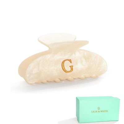 LILIE&WHITE Acrylic Letter Hair Clips For Women Stylish G Monogram