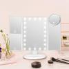 34.524cm/13.69.4in Vanity Mirror with Stand, Portable Tri-fold Makeup Mirror, 2X 3X 10X Magnification Mirror, with 22 LEDs Light and Touch Button(White) view 1