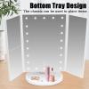 34.524cm/13.69.4in Vanity Mirror with Stand, Portable Tri-fold Makeup Mirror, 2X 3X 10X Magnification Mirror, with 22 LEDs Light and Touch Button(White) view 4