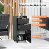 OmySalon Salon Trolley with Wheels, 2 Drawers & 1 Storage Cabinet, Salon Cart for Hair Stylist, Portable Styling Station for Barbershop Beauty Spa, Black view 3