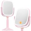 Gospire Rectangle Lighted Makeup Mirror, Height Adjustable, 10X/1X - Pink view 1