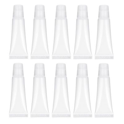 10 Pcs Refillable Travel Toothpaste Tube Empty Lip Gloss Tubes 10ml Clear Lip Balm Containers Refillable Empty Tubes Bottles Balm for Sample Shampoo Makeup Facial Cleanser Lips Gloss