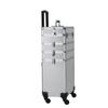 4-in-1 Draw-bar Style Interchangeable Aluminum Rolling Makeup Case (Silver) view 4