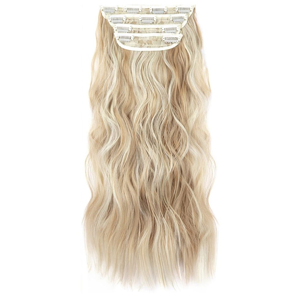 WUODHTW Hair Extensions 4PCS Clip in Hair Extensions 19.6" Long Curly Wavy Invisible Lace Weft Natural Soft Hairpieces