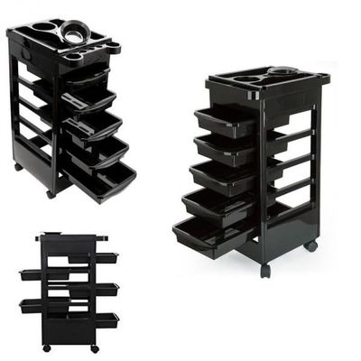 6-Drawer Rolling Salon Storage Cart, Mobile Hairdressing Trolley with Wheels, Black