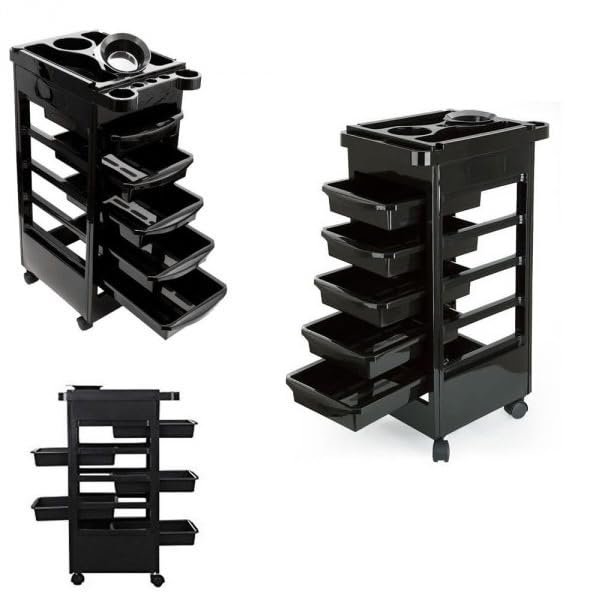 6-Drawer Rolling Salon Storage Cart, Mobile Hairdressing Trolley with Wheels, Black