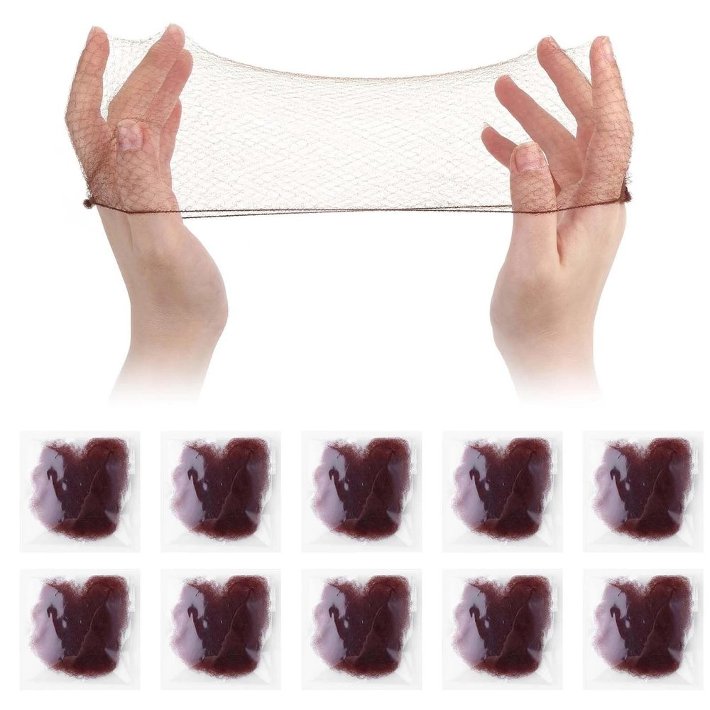 30Pcs Brown Individual Package Hair Nets, Invisible Mesh Hairnets Bun Elastic Edge Wig Nets Hair Bun Net for Women, Girls, Ballet Bun Maker & Dance