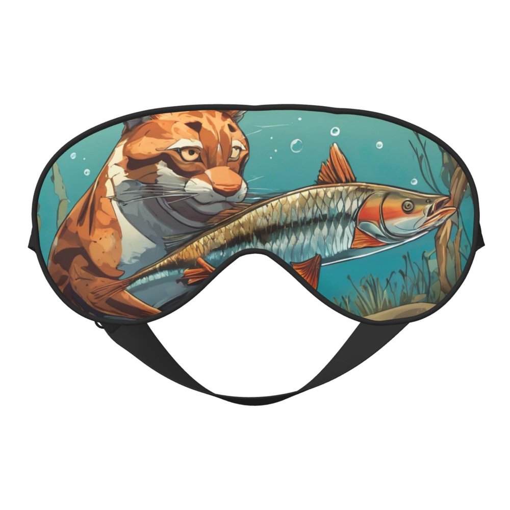 Abstract Wild Animal Hunting Fish Print Sleep Mask Silk-Like Eye Mask Sleeping Eye Mask for Women Men for Travel Sleep Relaxation
