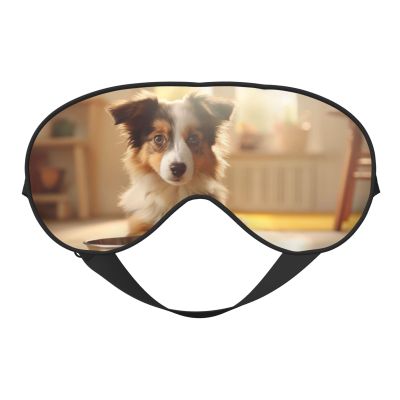 Cute Dog Bone Bowl Woof Footprint Print Sleep Mask Silk-Like Eye Mask Sleeping Eye Mask for Women Men for Travel Sleep Relaxation