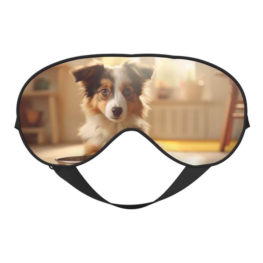 Cute Dog Bone Bowl Woof Footprint Print Sleep Mask Silk-Like Eye Mask Sleeping Eye Mask for Women Men for Travel Sleep Relaxation