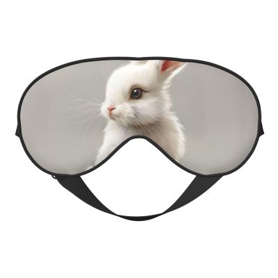 Cute White Rabbit Print Sleep Mask Silk-Like Eye Mask Sleeping Eye Mask for Women Men for Travel Sleep Relaxation