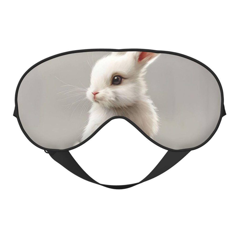 Cute White Rabbit Print Sleep Mask Silk-Like Eye Mask Sleeping Eye Mask for Women Men for Travel Sleep Relaxation