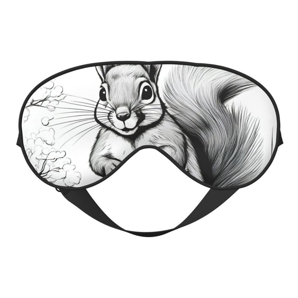 Cartoon Squirrel Print Sleep Mask Silk-Like Eye Mask Sleeping Eye Mask for Women Men for Travel Sleep Relaxation