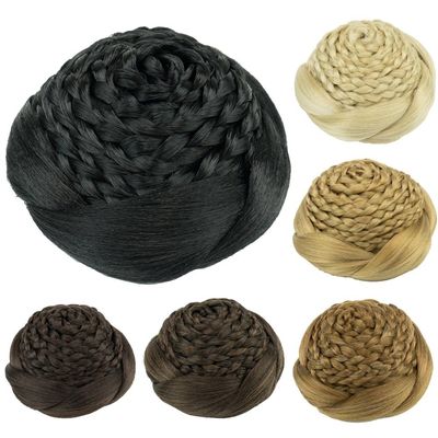 Bun, Synthetic Braided Hair Bun for Women - Wedding Party Updo Chignon Wig for Women(Ash Blonde)