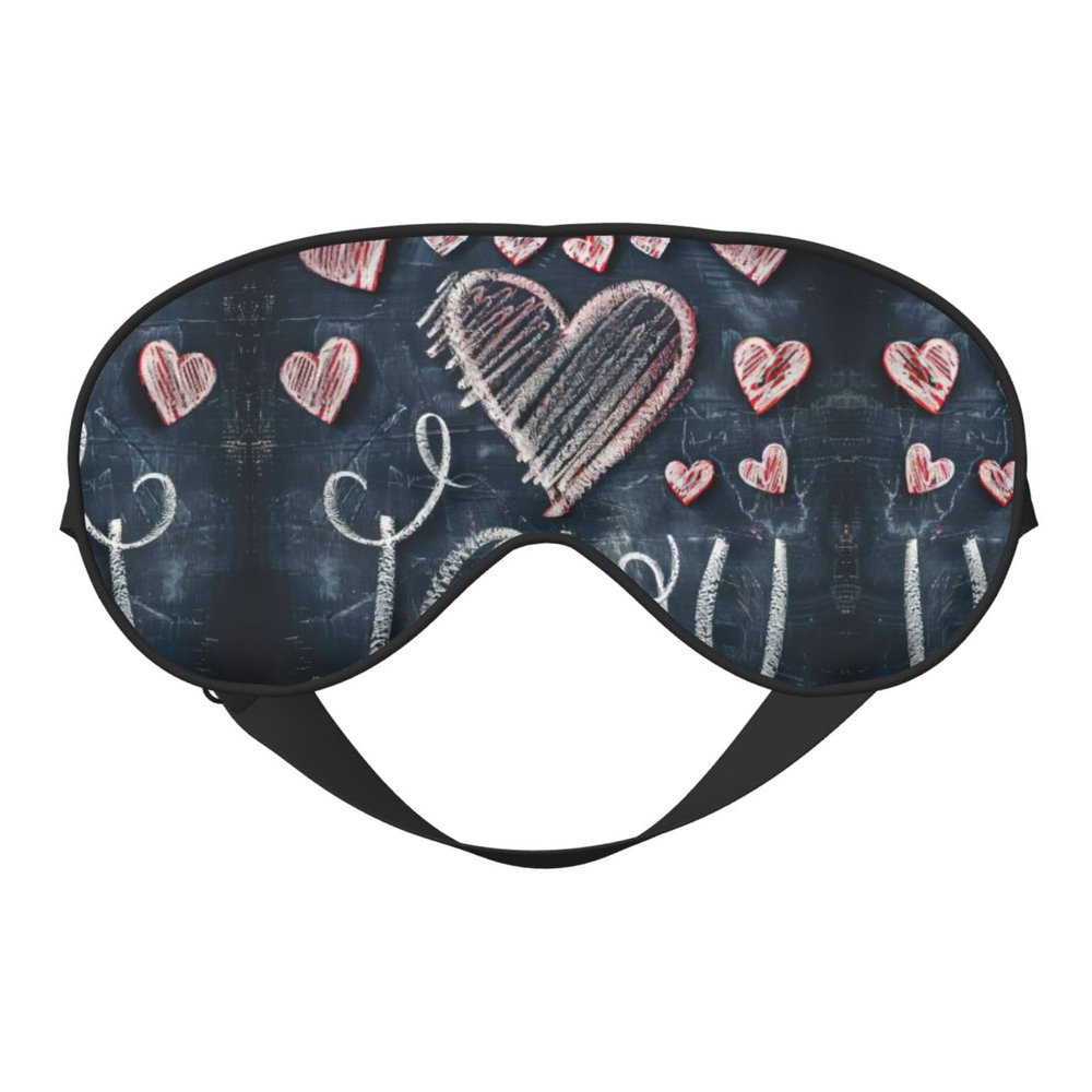 I Love You Words with Hearts Print Sleep Mask Silk-Like Eye Mask Sleeping Eye Mask for Women Men for Travel Sleep Relaxation