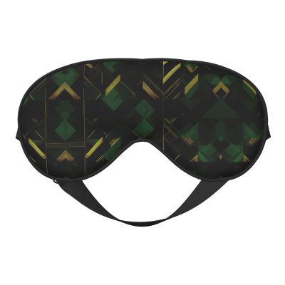 Black Green and Gold Geometric Print Sleep Mask Silk-Like Eye Mask Sleeping Eye Mask for Women Men for Travel Sleep Relaxation