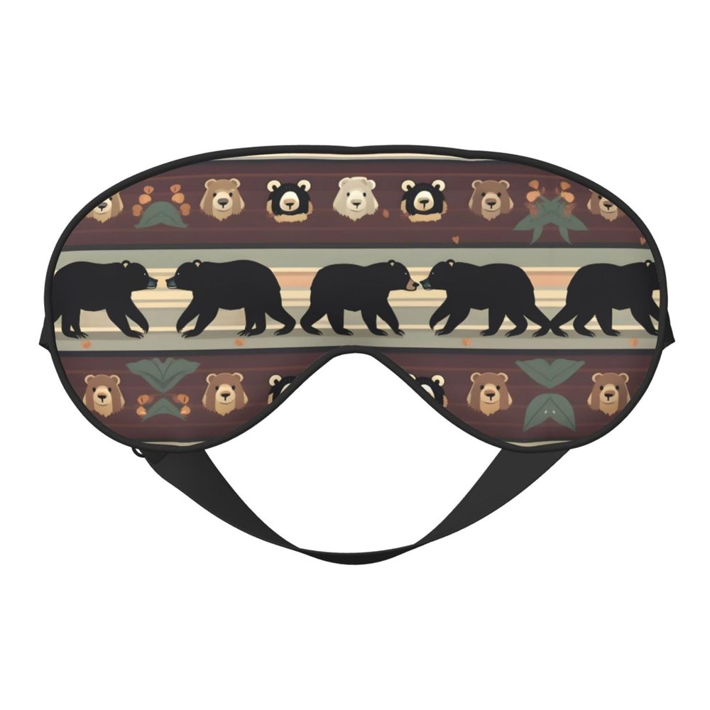 Bear Print Sleep Mask Silk-Like Eye Mask Sleeping Eye Mask for Women Men for Travel Sleep Relaxation