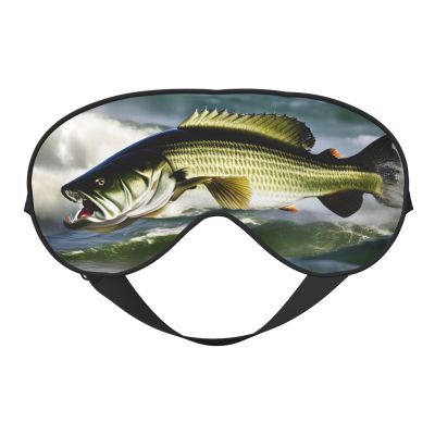 Bass Fishing Wave Print Sleep Mask Silk-Like Eye Mask Sleeping Eye Mask for Women Men for Travel Sleep Relaxation