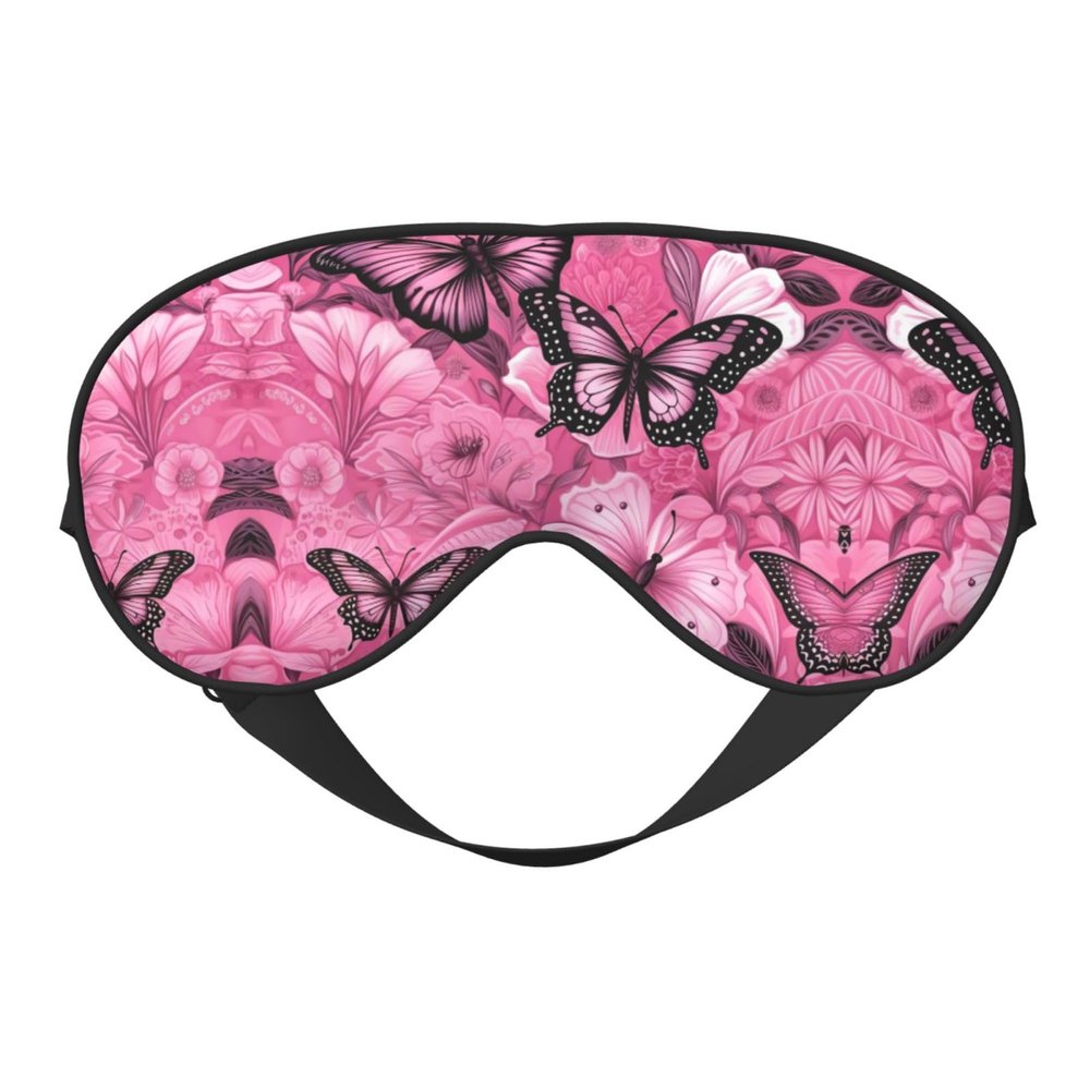 Pink Butterfly Seamless Tile Print Sleep Mask Silk-Like Eye Mask Sleeping Eye Mask for Women Men for Travel Sleep Relaxation