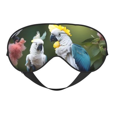 Beautiful Cockatoo Bird Flower Print Sleep Mask Silk-Like Eye Mask Sleeping Eye Mask for Women Men for Travel Sleep Relaxation