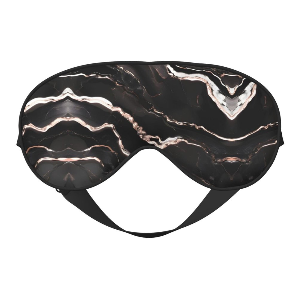 Black Rose Gold Marble Print Sleep Mask Silk-Like Eye Mask Sleeping Eye Mask for Women Men for Travel Sleep Relaxation