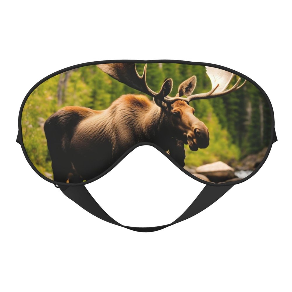 Deer Bear Moose Print Sleep Mask Silk-Like Eye Mask Sleeping Eye Mask for Women Men for Travel Sleep Relaxation