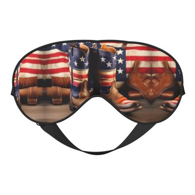American Flag with Cowboy Boots Print Sleep Mask Silk-Like Eye Mask Sleeping Eye Mask for Women Men for Travel Sleep Relaxation