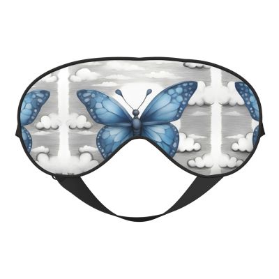 Blue Butterfly and Clouds 1 Print Sleep Mask Silk-Like Eye Mask Sleeping Eye Mask for Women Men for Travel Sleep Relaxation