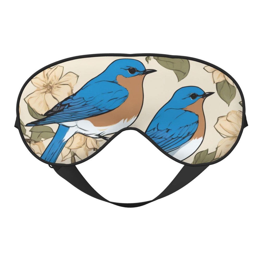 Bluebird Pattern 03 Print Sleep Mask Silk-Like Eye Mask Sleeping Eye Mask for Women Men for Travel Sleep Relaxation