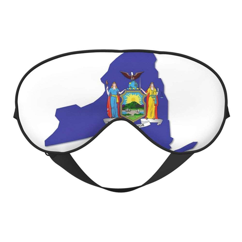 HDSKFNS New York State Flag Map Print Sleep Mask Silk-Like Eye Mask Sleeping Eye Mask For Women Men For Travel Sleep Relaxation
