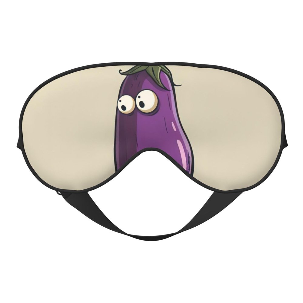 Cartoon Eggplant Print Sleep Mask Silk-Like Eye Mask Sleeping Eye Mask for Women Men for Travel Sleep Relaxation
